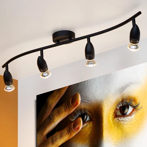 Lucide CARO - Foco de techo - 4xGU10 - Negro - ambiente 1